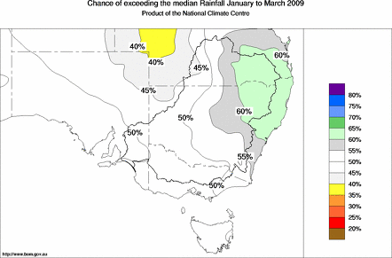 probability of exceeding median rainfall - click on the map for a larger version of the map