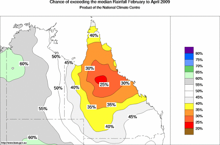 probability of exceeding median rainfall - click on the map for a larger version of the map
