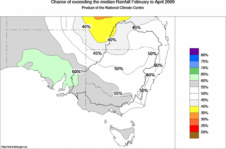 probability of exceeding median rainfall - click on the map for a larger version of the map