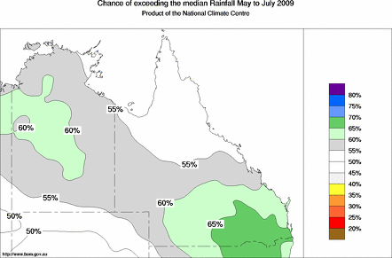 probability of exceeding median rainfall - click on the map for a larger version of the map
