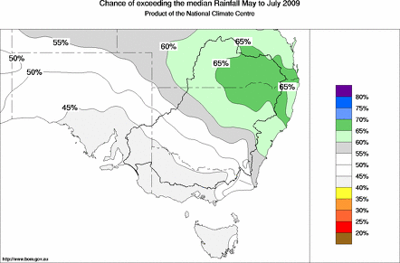 probability of exceeding median rainfall - click on the map for a larger version of the map