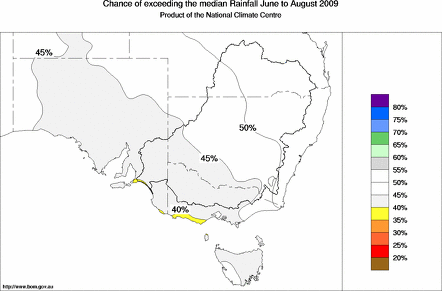 probability of exceeding median rainfall - click on the map for a larger version of the map