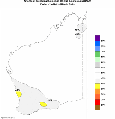 probability of exceeding median rainfall - click on the map for a larger version of the map