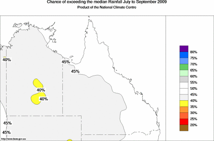 probability of exceeding median rainfall - click on the map for a larger version of the map