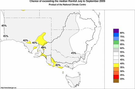 probability of exceeding median rainfall - click on the map for a larger version of the map