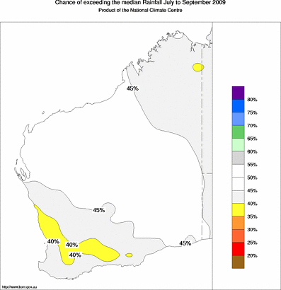 probability of exceeding median rainfall - click on the map for a larger version of the map