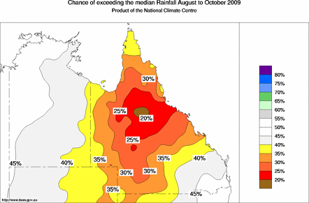 probability of exceeding median rainfall - click on the map for a larger version of the map