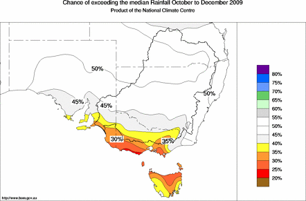 probability of exceeding median rainfall - click on the map for a larger version of the map