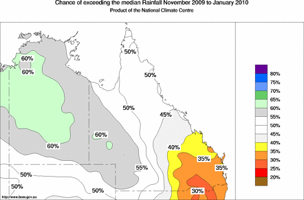 probability of exceeding median rainfall - click on the map for a larger version of the map