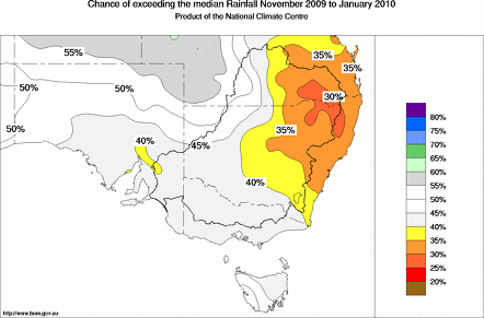 probability of exceeding median rainfall - click on the map for a larger version of the map