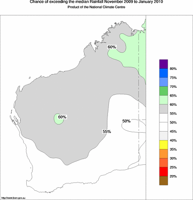 probability of exceeding median rainfall - click on the map for a larger version of the map