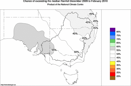 probability of exceeding median rainfall - click on the map for a larger version of the map