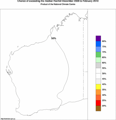 probability of exceeding median rainfall - click on the map for a larger version of the map