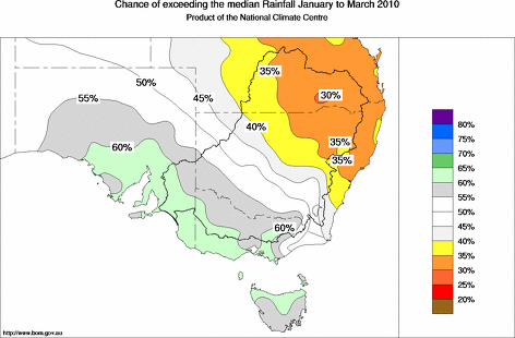 probability of exceeding median rainfall - click on the map for a larger version of the map