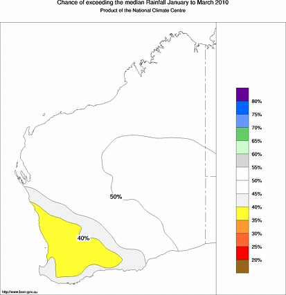 probability of exceeding median rainfall - click on the map for a larger version of the map