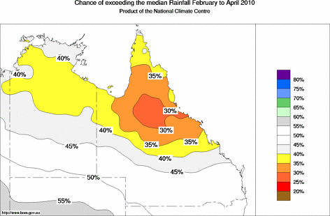 probability of exceeding median rainfall - click on the map for a larger version of the map