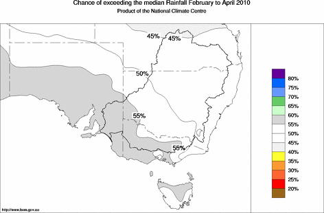 probability of exceeding median rainfall - click on the map for a larger version of the map