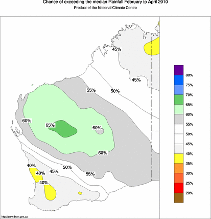 probability of exceeding median rainfall - click on the map for a larger version of the map