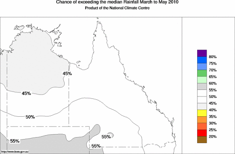 probability of exceeding median rainfall - click on the map for a larger version of the map