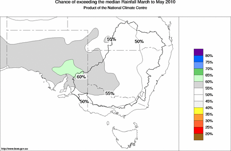 probability of exceeding median rainfall - click on the map for a larger version of the map
