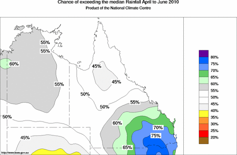 probability of exceeding median rainfall - click on the map for a larger version of the map