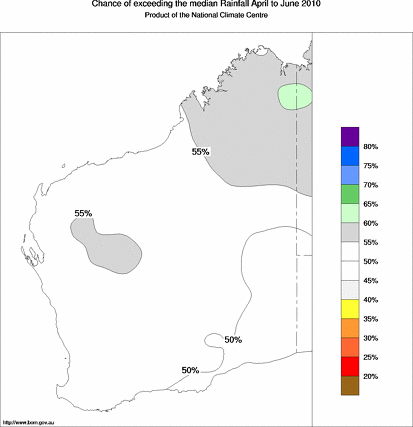 probability of exceeding median rainfall - click on the map for a larger version of the map