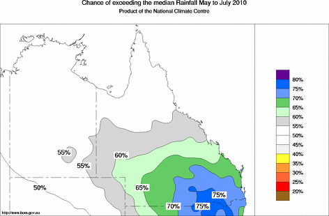 probability of exceeding median rainfall - click on the map for a larger version of the map