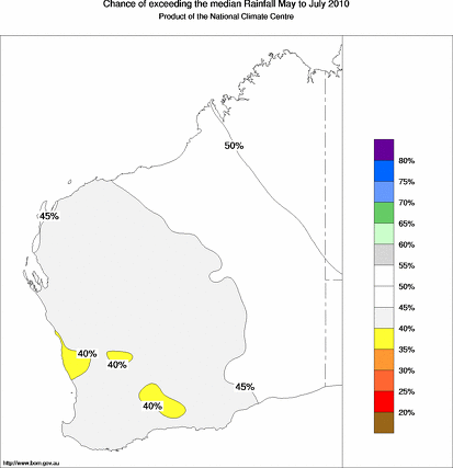 probability of exceeding median rainfall - click on the map for a larger version of the map