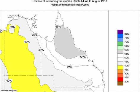 probability of exceeding median rainfall - click on the map for a larger version of the map