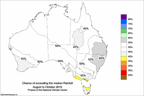 probability of exceeding median rainfall - click on the map for a larger version of the map