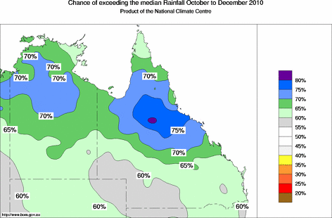 probability of exceeding median rainfall - click on the map for a larger version of the map