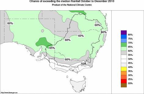 probability of exceeding median rainfall - click on the map for a larger version of the map