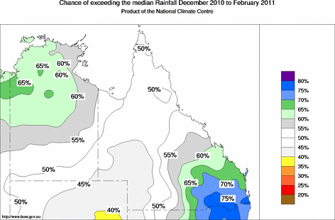 probability of exceeding median rainfall - click on the map for a larger version of the map
