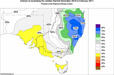 probability of exceeding median rainfall - click on the map for a larger version of the map