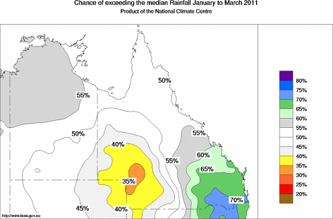 probability of exceeding median rainfall - click on the map for a larger version of the map