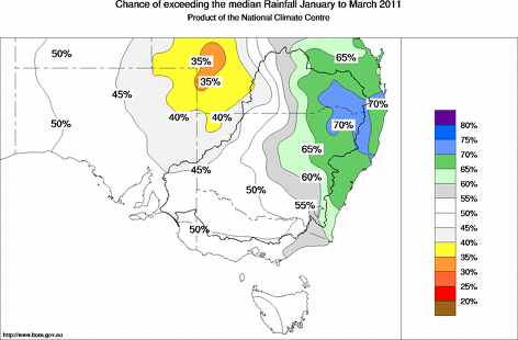 probability of exceeding median rainfall - click on the map for a larger version of the map