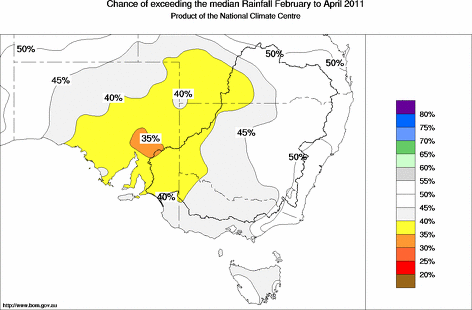 probability of exceeding median rainfall - click on the map for a larger version of the map
