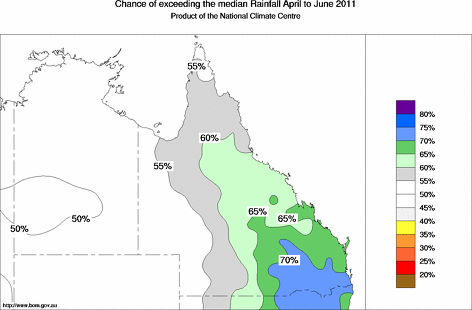 probability of exceeding median rainfall - click on the map for a larger version of the map