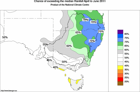probability of exceeding median rainfall - click on the map for a larger version of the map