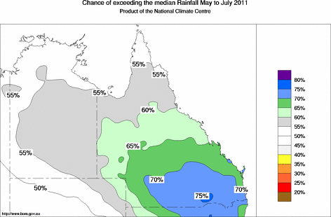 probability of exceeding median rainfall - click on the map for a larger version of the map
