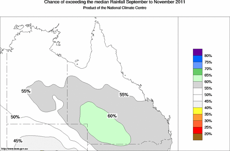 probability of exceeding median rainfall - click on the map for a larger version of the map