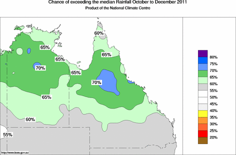 probability of exceeding median rainfall - click on the map for a larger version of the map