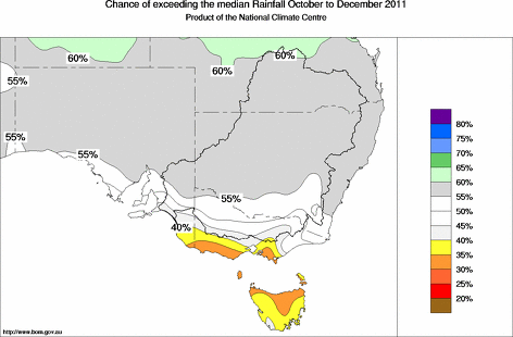 probability of exceeding median rainfall - click on the map for a larger version of the map