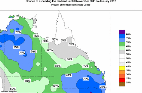 probability of exceeding median rainfall - click on the map for a larger version of the map