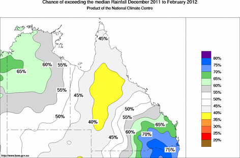 probability of exceeding median rainfall - click on the map for a larger version of the map