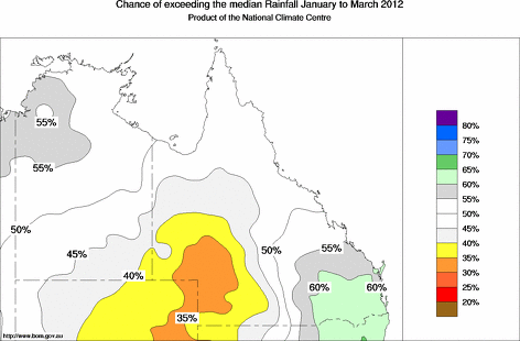 probability of exceeding median rainfall - click on the map for a larger version of the map