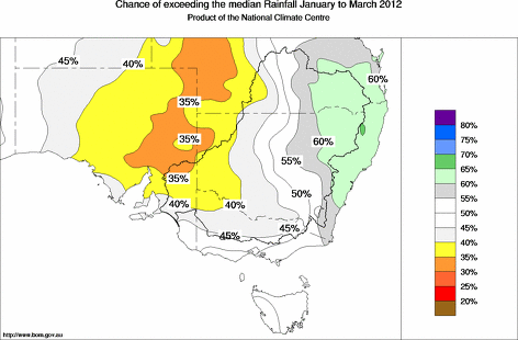 probability of exceeding median rainfall - click on the map for a larger version of the map