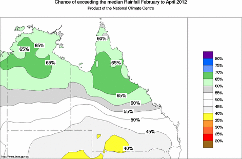 probability of exceeding median rainfall - click on the map for a larger version of the map