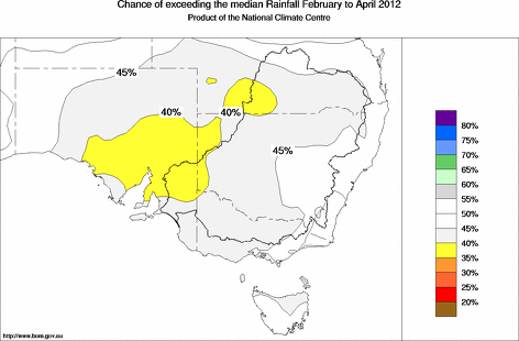 probability of exceeding median rainfall - click on the map for a larger version of the map