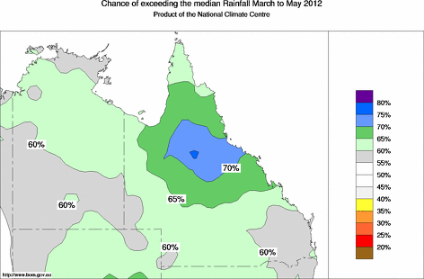 probability of exceeding median rainfall - click on the map for a larger version of the map